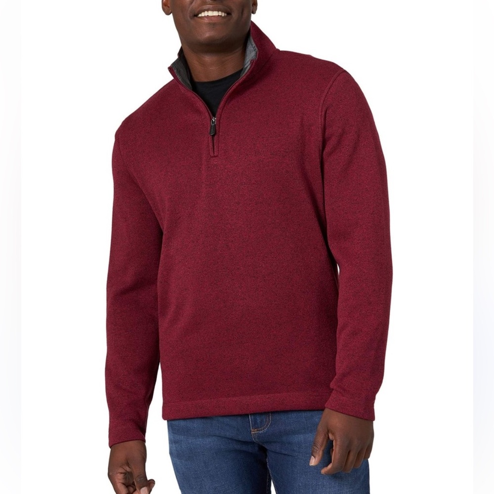 Wrangler Authentics  Men's Long Sleeve Fleece Quarter-Zip Sweater